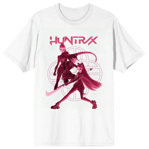 KPop Demon Hunters Huntrix Stacked on White Short Sleeve Adult T Shirt - XL