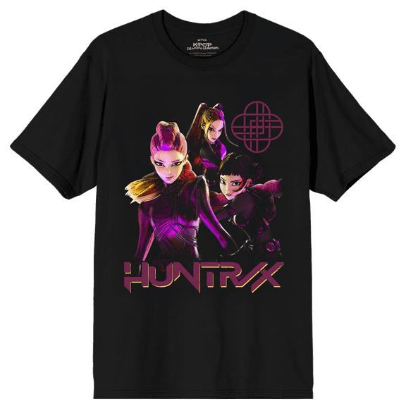 KPop Demon Hunters Huntrix Stronger Together Adult Black Crew Neck Short Sleeve T-shirt-6XL
