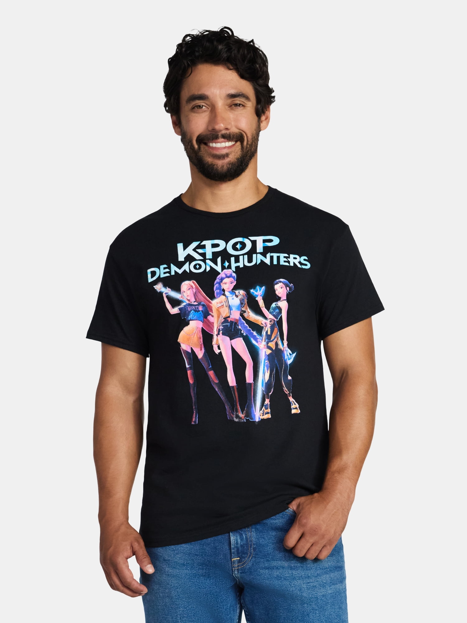 KPop Demon Hunters Men's and Big Men's Cotton Graphic Tee, Hero Group, Sizes S-3XL