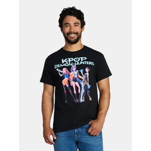 KPop Demon Hunters Men's and Big Men's Cotton Graphic Tee, Hero Group, Sizes S-3XL