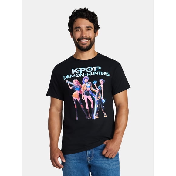 KPop Demon Hunters Men's and Big Men's Cotton Graphic Tee, Hero Group, Sizes S-3XL