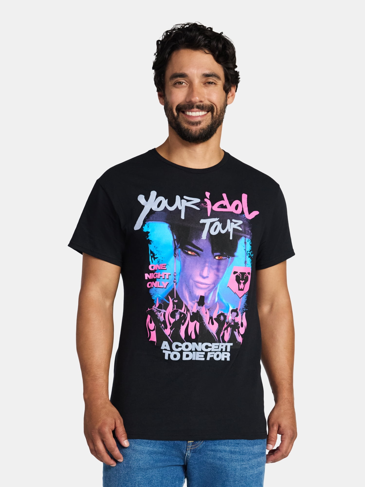 KPop Demon Hunters Men's and Big Men's Cotton Graphic Tee, Sizes S-3XL