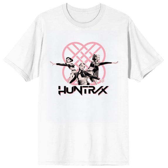 KPop Demon Hunters Pink Huntrix Logo on White Short Sleeve Adult T Shirt - XL