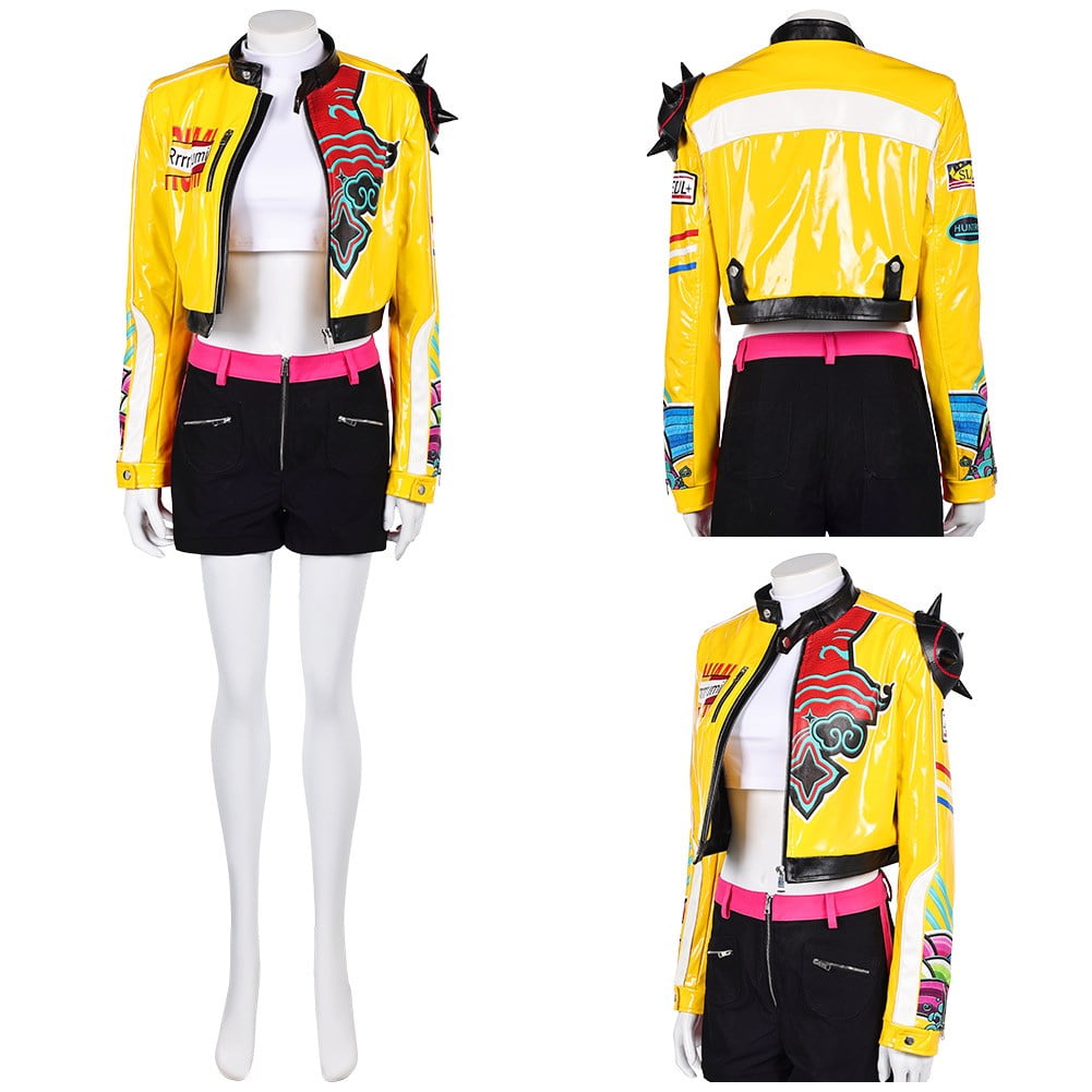 Girls KPOP Demon Hunters Rumi Cosplay Costumes Purple Wig Kids Summer Casual Dress Fantasia Halloween Birthday Party Dress Up