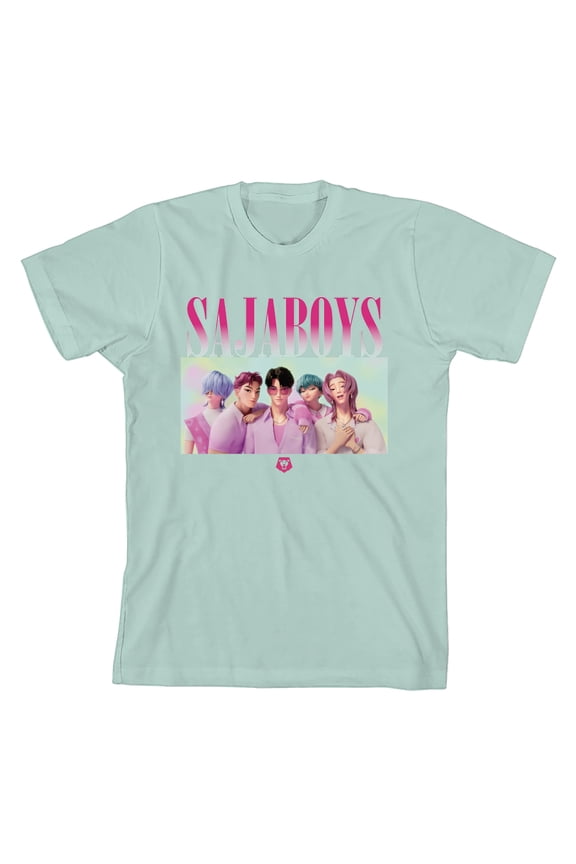 Saja Boys Group Youth Light Green Crew Neck Short Sleeve T-shirt-XS