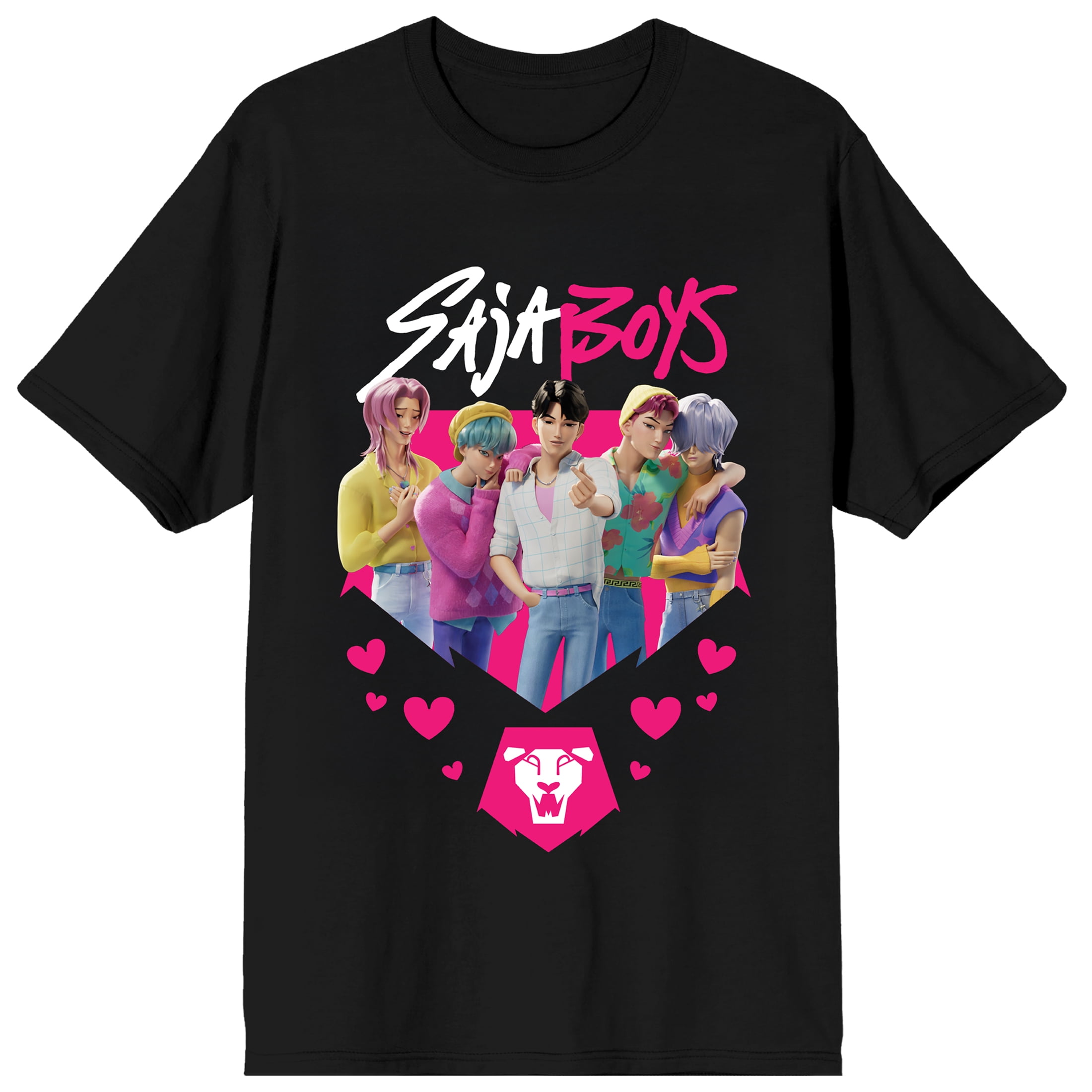 KPop Demon Hunters Saja Boys Heart on Black Short Sleeve Adult T