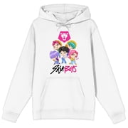 KPop Demon Hunters Saja Boys Kawaii Chibi Art Adult White Long Sleeve Hoodie-Small