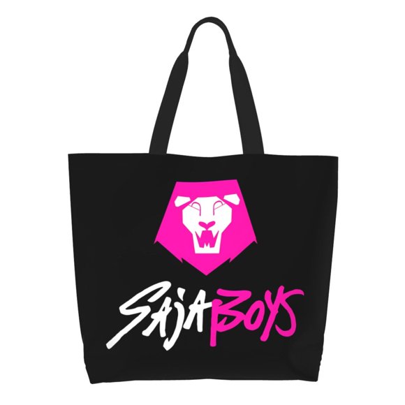 KPop Demon Hunters Saja Boys Shoulder Bag Large Reusable Eco-friendly Shopping Bags Portable Storage Handbag
