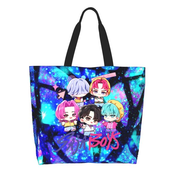 KPop Demon Hunters Saja Shoulder Bag Large Reusable Eco-friendly Shopping Bags Portable Storage Handbag