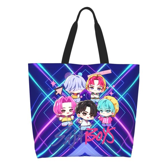 KPop Demon Hunters Saja Shoulder Bag Large Reusable Eco-friendly Shopping Bags Portable Storage Handbag