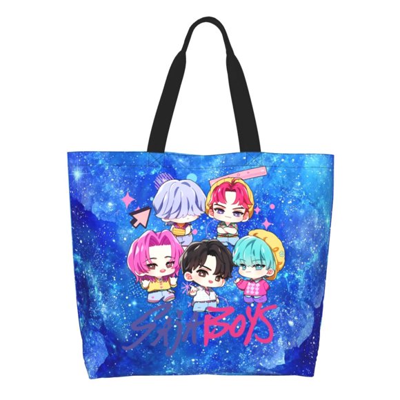 KPop Demon Hunters Saja Shoulder Bag Large Reusable Eco-friendly Shopping Bags Portable Storage Handbag