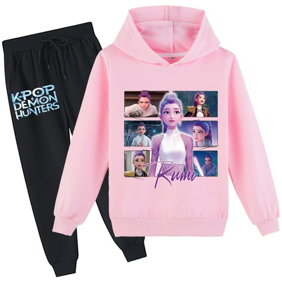 KPop Pullover Hoodies Sweatshirts and Sweatpants Set-Girls 2 Piece Long Sleeve Hoody Outfits for Teen