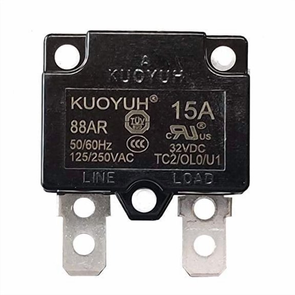 KQEC KUOYUH 88AR Series Thermal Overload Circuit Breaker Protection, 125/250VAC 32DC Quick Connect Terminals, Push Button Reset 30-30A, (1pcs)