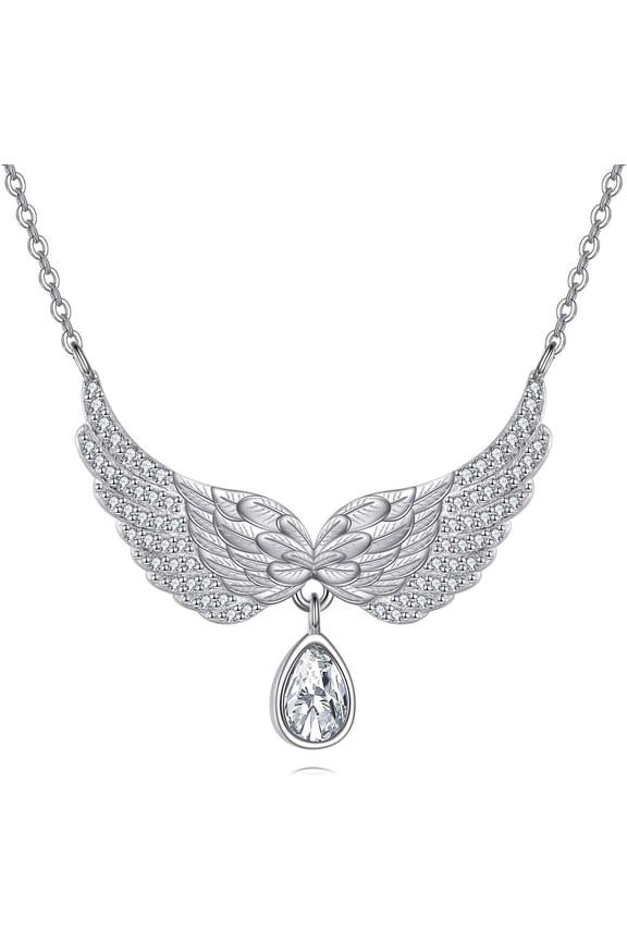 Angel Wings Necklace for Women 925 Sterling Silver Guardian Angel Wings Pendant Necklace Sympathy Gifts for Loss of Loved One Memorial Jewelry Gifts