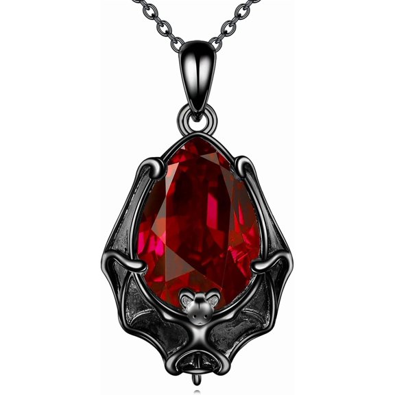 KQF Bat Necklace for Women Sterling Silver Vintage Gothic Pendant Dark Punk Halloween Vampire Jewelry Gift For Wife Friends