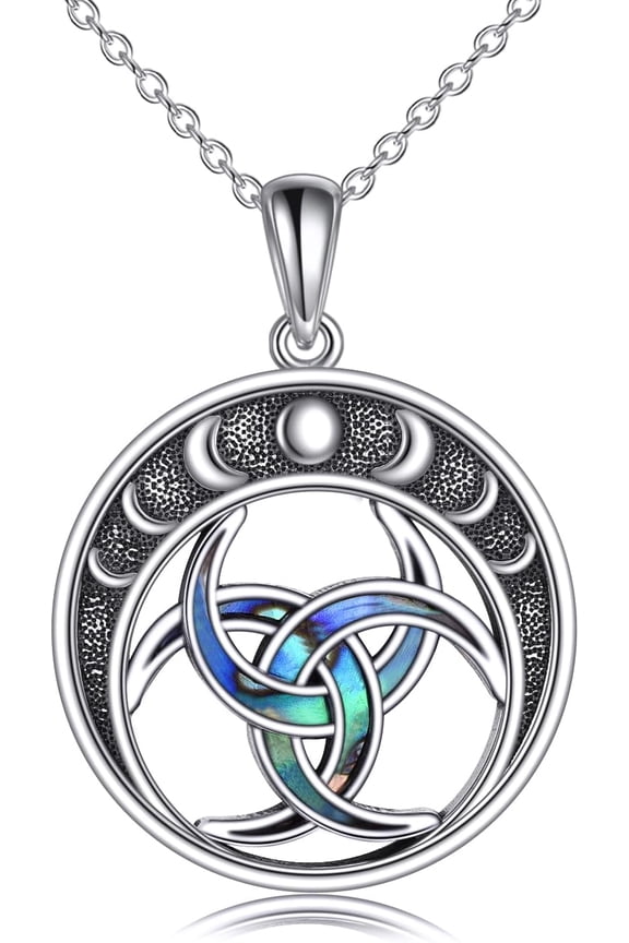 KQF Viking Necklace Nordic Jewelry 925 Sterling Silver Celtic Anchor/Wolf/Cross/Valknut Necklace Norse Pendant Abalone Shell Viking Jewelry Gift for Women Men