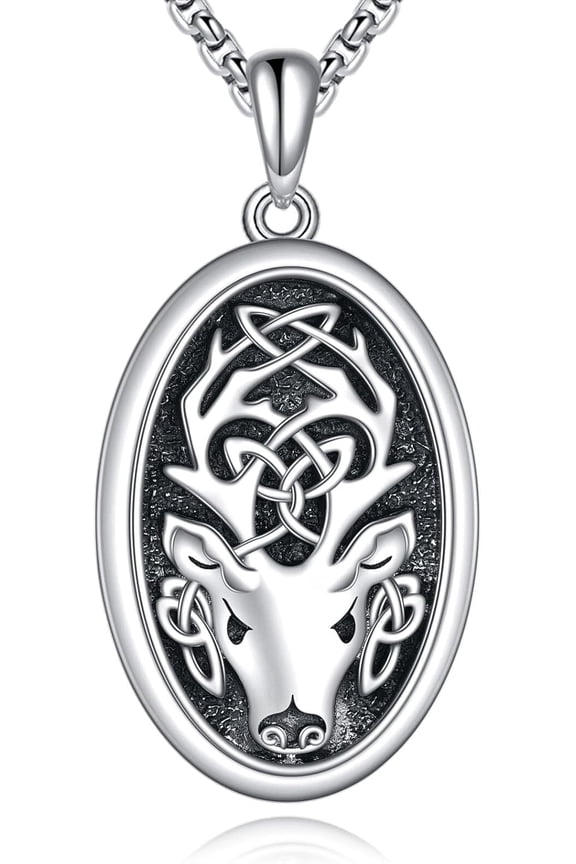 KQF Viking Nordic Necklace 925 Sterling Silver Celtic Wolf/Eagle/Elk/Horse/Raven/Bear Paw Valknut Pendant Norse Jewelry Gift for Men Women