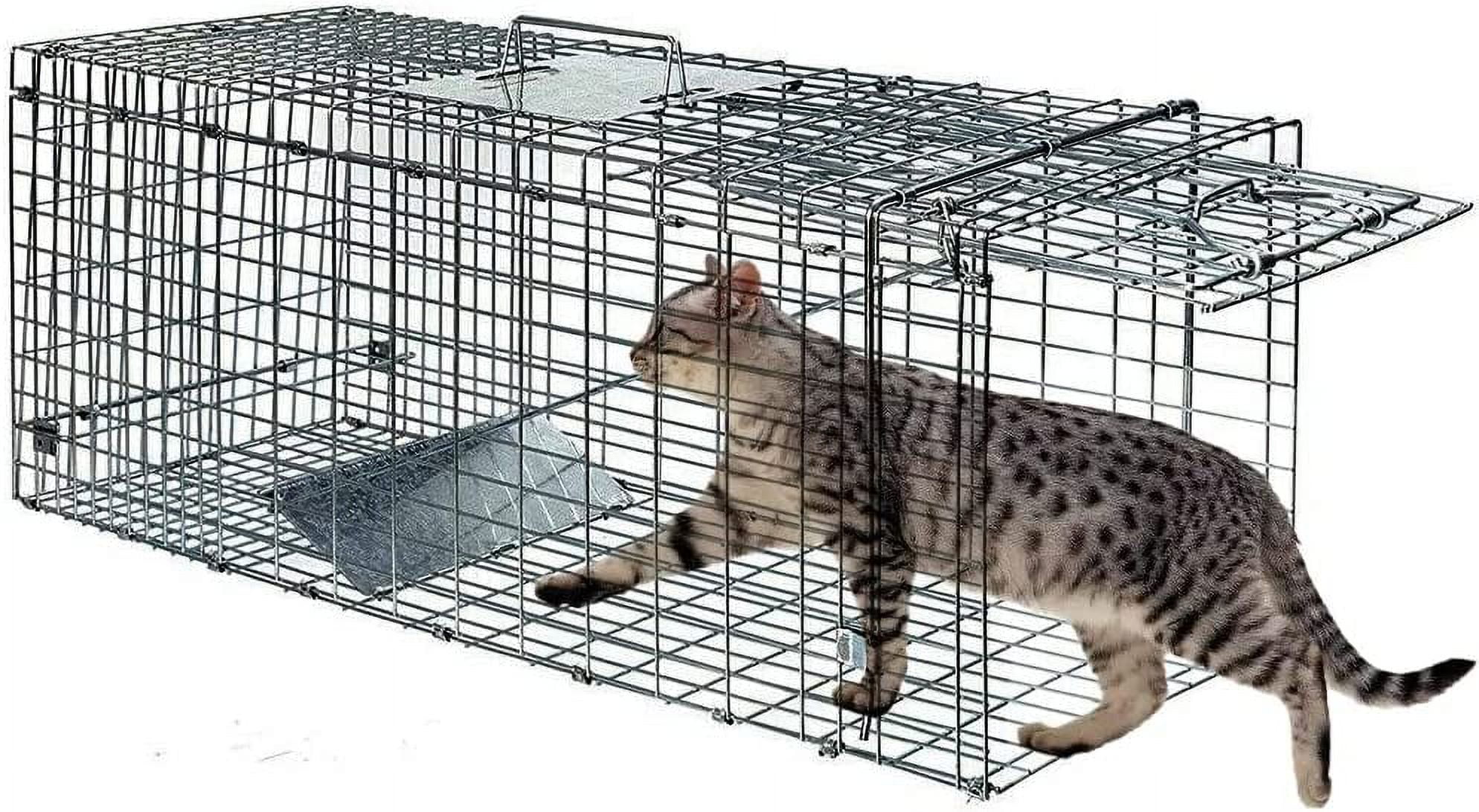 KQIANG Live Animal Trap 24"x8"x7" Humane Cat Trap Cage for Stray Cats