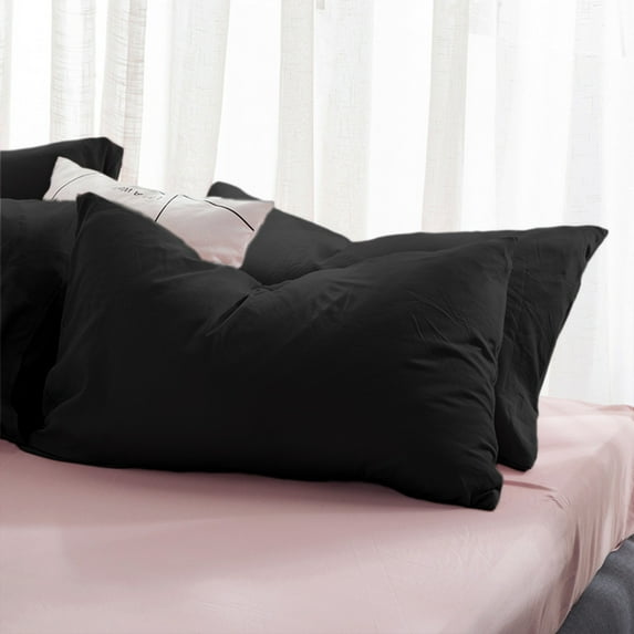 KQJQS 100% Washed Cotton Standard Pillowcases, Soft Breathable Pillow Covers with Envelope Closure(Pillows are not Included) 