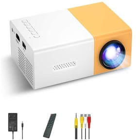 KQJQS 1080P HD LED Mini Projector with USB and HDMI, Yellow and White