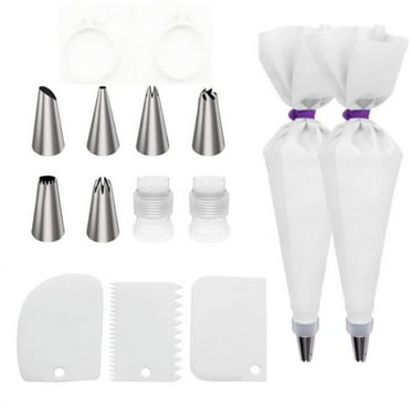 KQJQS 15-Piece Cake Decorating Tip Set with Buttercream Flower Design - Includes Butter Scraper and Tied Baking Utensils