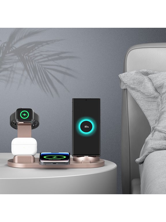 15W Six-in-one Wireless Charging 360° Rotating Charger, Wireless Fast Charging, Smart Watch Charging Stand, Wireless Earphone Charging Base