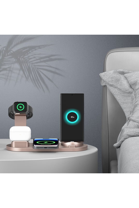 15W Six-in-one Wireless Charging 360° Rotating Charger, Wireless Fast Charging, Smart Watch Charging Stand, Wireless Earphone Charging Base
