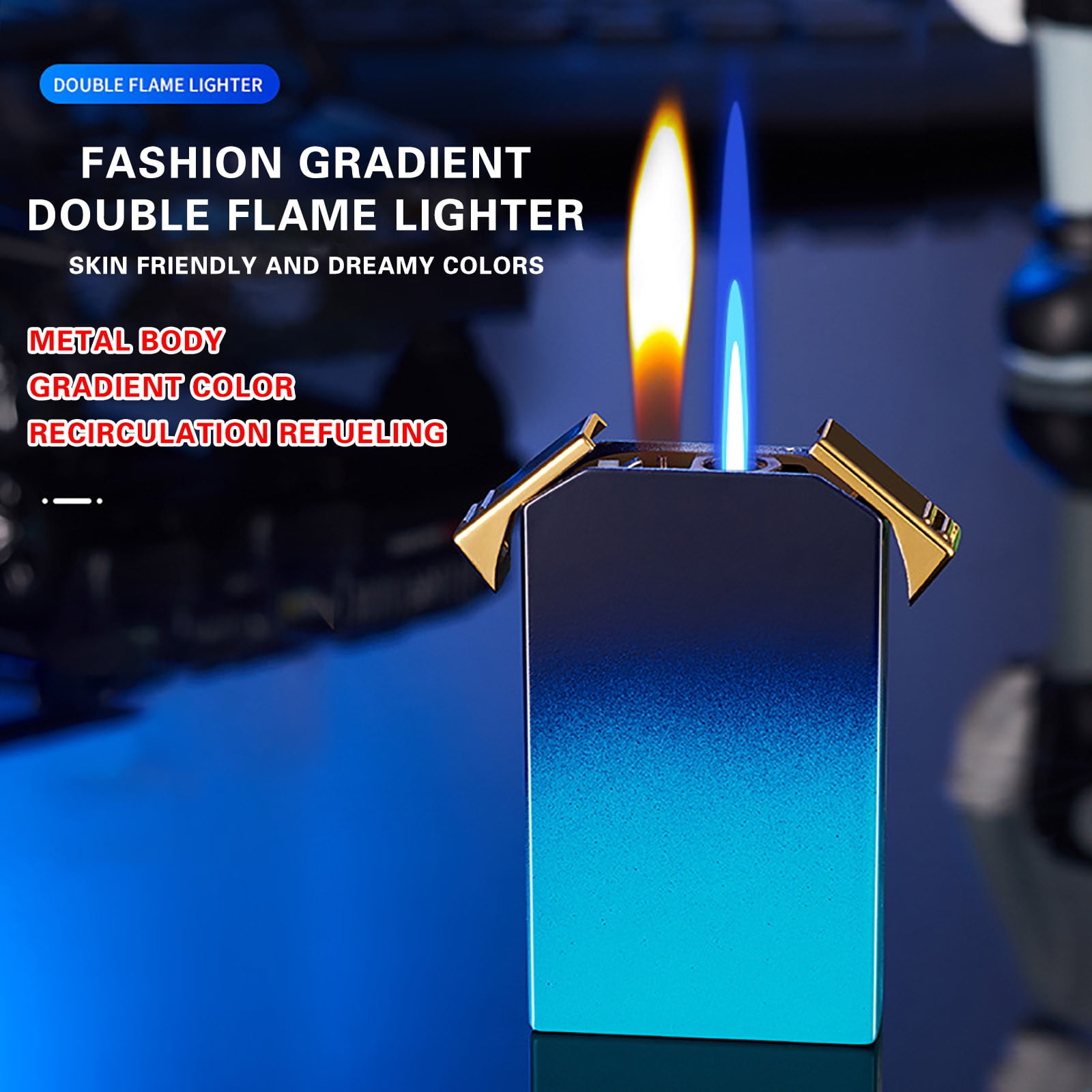 KQJQS 2in1 Dual Flame Lighter Torch and Soft Flame, Refillable