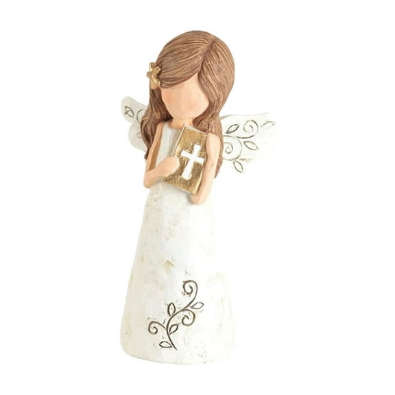 KQJQS 3.9 Inch Resin Angel Carved Statue, Hand-Painted Memorial Figurine, Lovely Gift for Home Decoration, Sentimental Angel Figurine for Mother's Day, Friendship