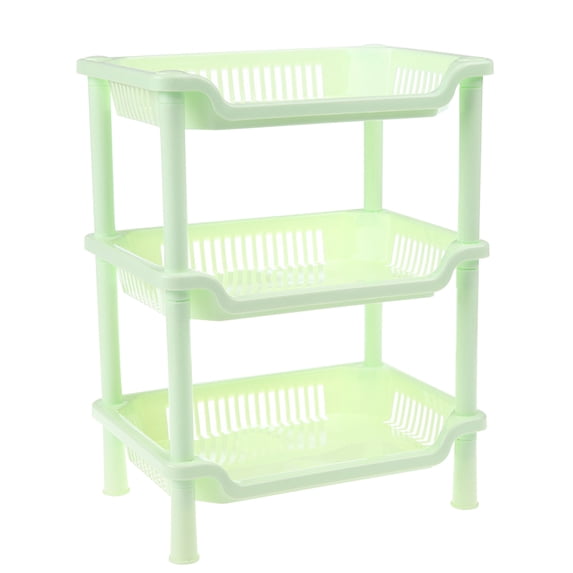 KQJQS 3 Layers Bathroom Standing Small Storage Shelf, Bathroom Stand PP Land Installation Bathroom Rack Shelves for Bathroom Kitchen(Green)