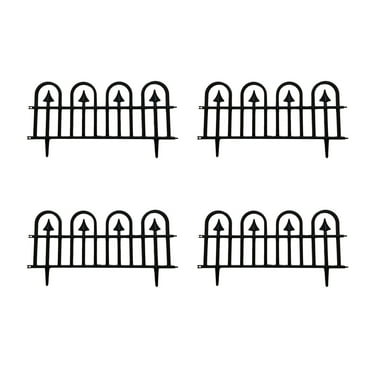 KQJQS 4 Piece Black Vinyl Wrought Iron-Look Garden Fence Panels, Decorative Lawn and Landscape Border Edging