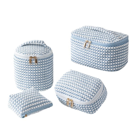 KQJQS 4-Piece Velvet Corduroy Makeup & Toiletry Bag Set - Travel Organizer with Large Opening, Multi-Purpose Soft Foldable Pouches for Cosmetics Storage