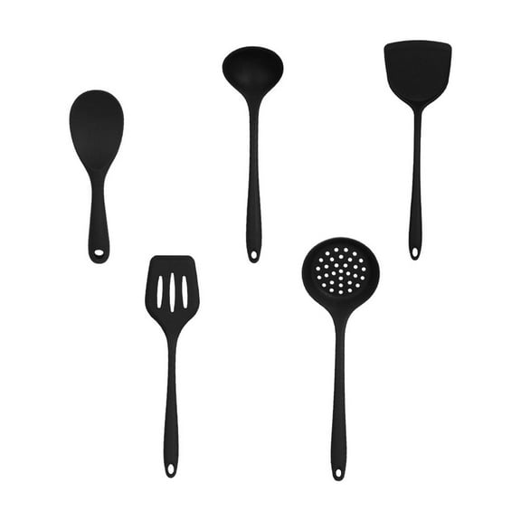 KQJQS 5-Piece Kitchen Utensil Set – Heat-Resistant Silicone Cooking Spoons, Spatulas, and Ladles, Easy to Clean, Safe for All Cookware, Various Colors