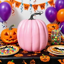 KQJQS 6 Inch Large Artificial Pink Pumpkins, Faux Foam Harvest Pumpkins for Fall Autumn Thanksgiving Seasonal Holiday Decor