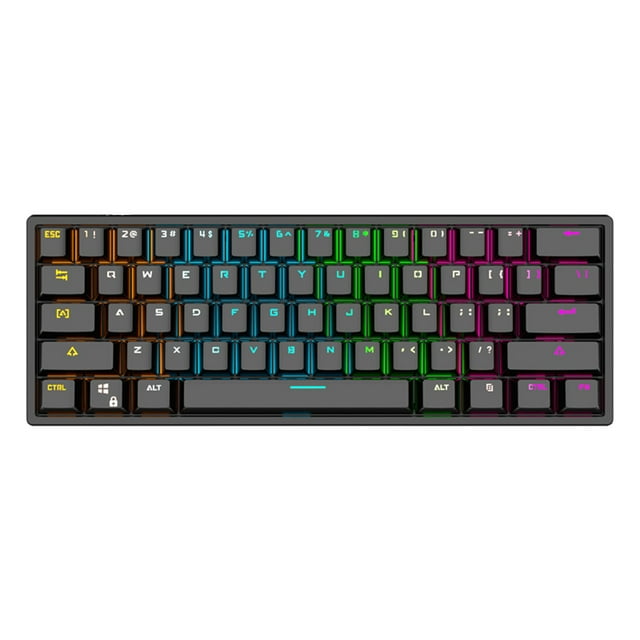 KQJQS 61 Keys RGB Backlit 60% Wired Gaming Keyboard, Ergonomic Waterproof Mini Compact 60 Percent Mechanical Feeling Keyboard, for PC Mac PS4 Xbox Gamer, Typist, Travel