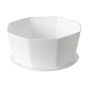 KQJQS 8 Planter Pot with Drainage Hole, Round Shallow Plastic Flower Pot, White Modern Design Planter for Indoor Plants, Cactus, Bonsai, Garden, Outdoor Use