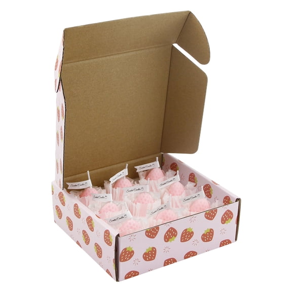 KQJQS 9 Pcs Mini Strawberry Shaped Scented Candles - Decorative Props for Photography, Birthday Gifts