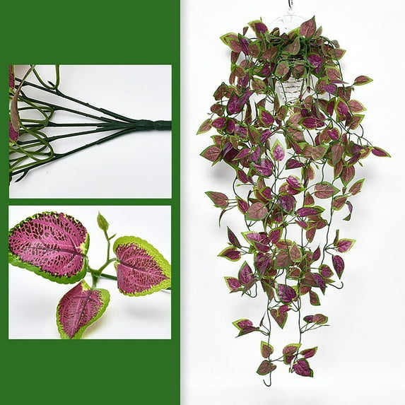 KQJQS Artificial Green Wall Hanging, Indoor Plastic Leaf Decoration, Realistic Faux Greenery for Home and Office Wall Decor