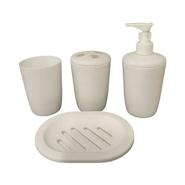 KQJQS Bathroom Accessory Set, 4 pcs Shatter-Resistant Resin Bathroom Accessories Set Include Lotion Soap Dispenser Toothbrush Holder Soap Dish Modern Bathroom Decor, Gift for Home