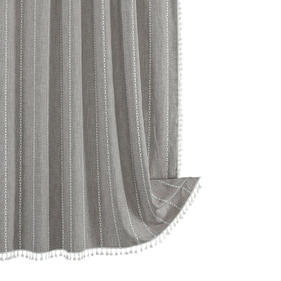 KQJQS Bohemian Farmside Shower Curtain,Linen Rustic Heavy Duty Striped Fabric Shower Curtain Set With Tassel, Water Repellent, Bohemian Vintage Countries Cloth Shower