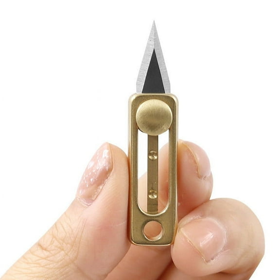 KQJQS Brass Mini Knife Blade Tool Set - Survival and Escape Keychain Pendant