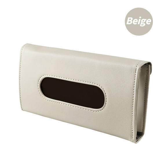 KQJQS Car Visor Tissue Holder, Leather Napkin Cover, Paper Tissue Dispenser for Visor & Backseat, Vehicle(Beige) 
