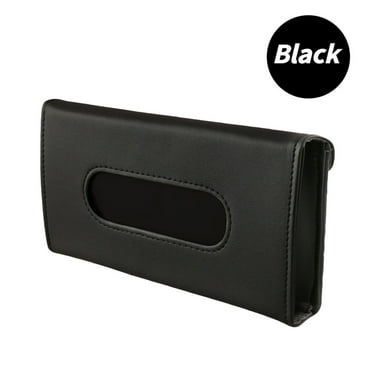 KQJQS Car Visor Tissue Holder, Leather Napkin Cover, Paper Tissue Dispenser for Visor & Backseat, Vehicle（Black） ﻿