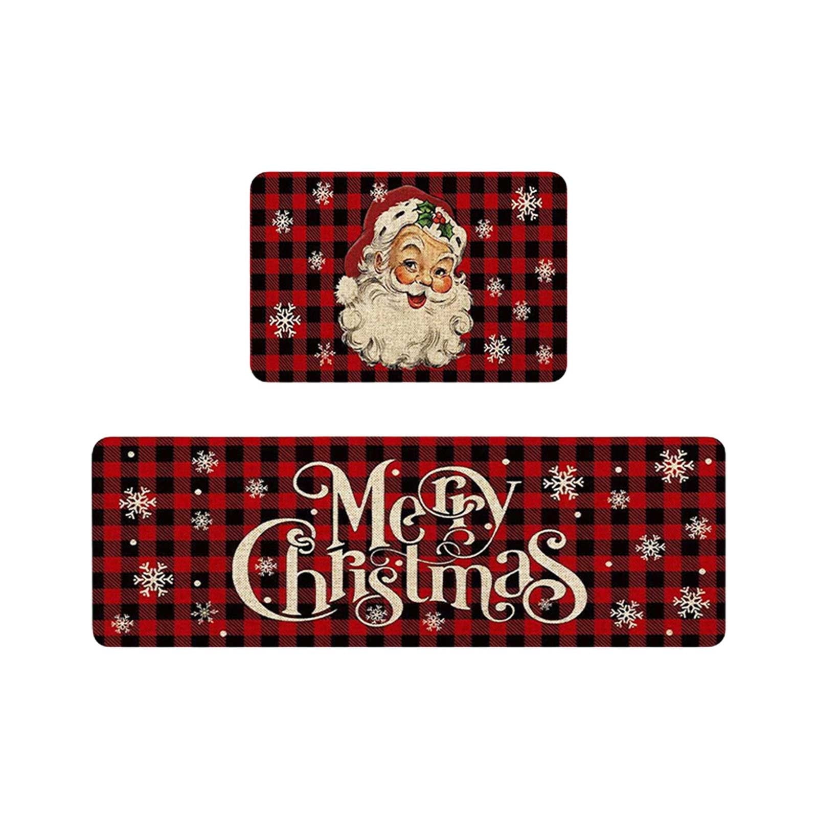 KQJQS Christmas Kitchen Rugs and Mats NonSlip Backing, Winter