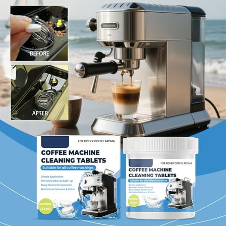 KQJQS Coffee Machine Cleaning Tablets, Effervescent Descaling and Decontamination Tablets for Espresso, Drip, and Single-Serve Machines