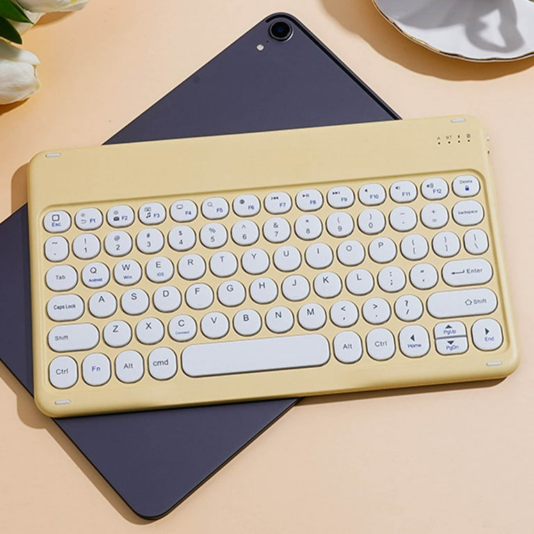 KQJQS Compact Retro Typewriter Design Bluetooth Keyboard Portable Wireless Mini Keyboard with Colorful Backlight and Slim Profile