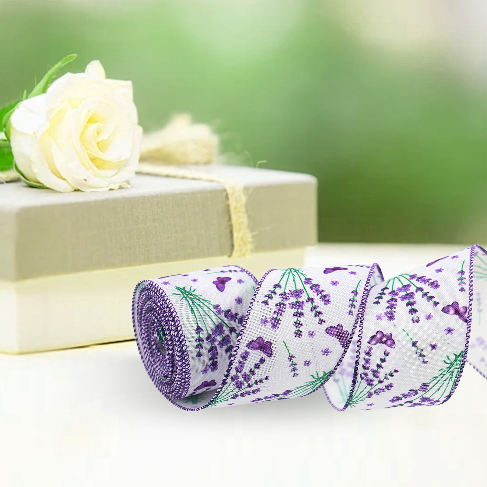 KQJQS DIY Ribbon Wrap 14.76Ft Polyester Fibre – 2.4In Wide Decorative ...