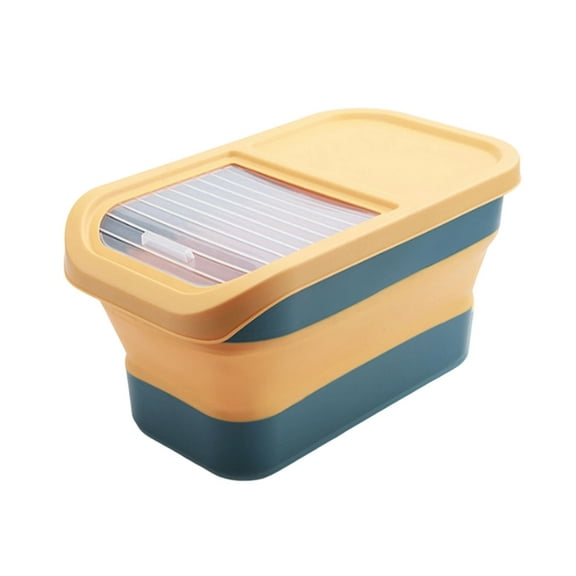 KQJQS Dog Food Storage Bin, 12-15 Kg Airtight Large Foldable Dog Food Container with Hinged Lid & Wheels, Durable TPR Material, Space-Saving, Multipurpose Pet & Kitchen Storage