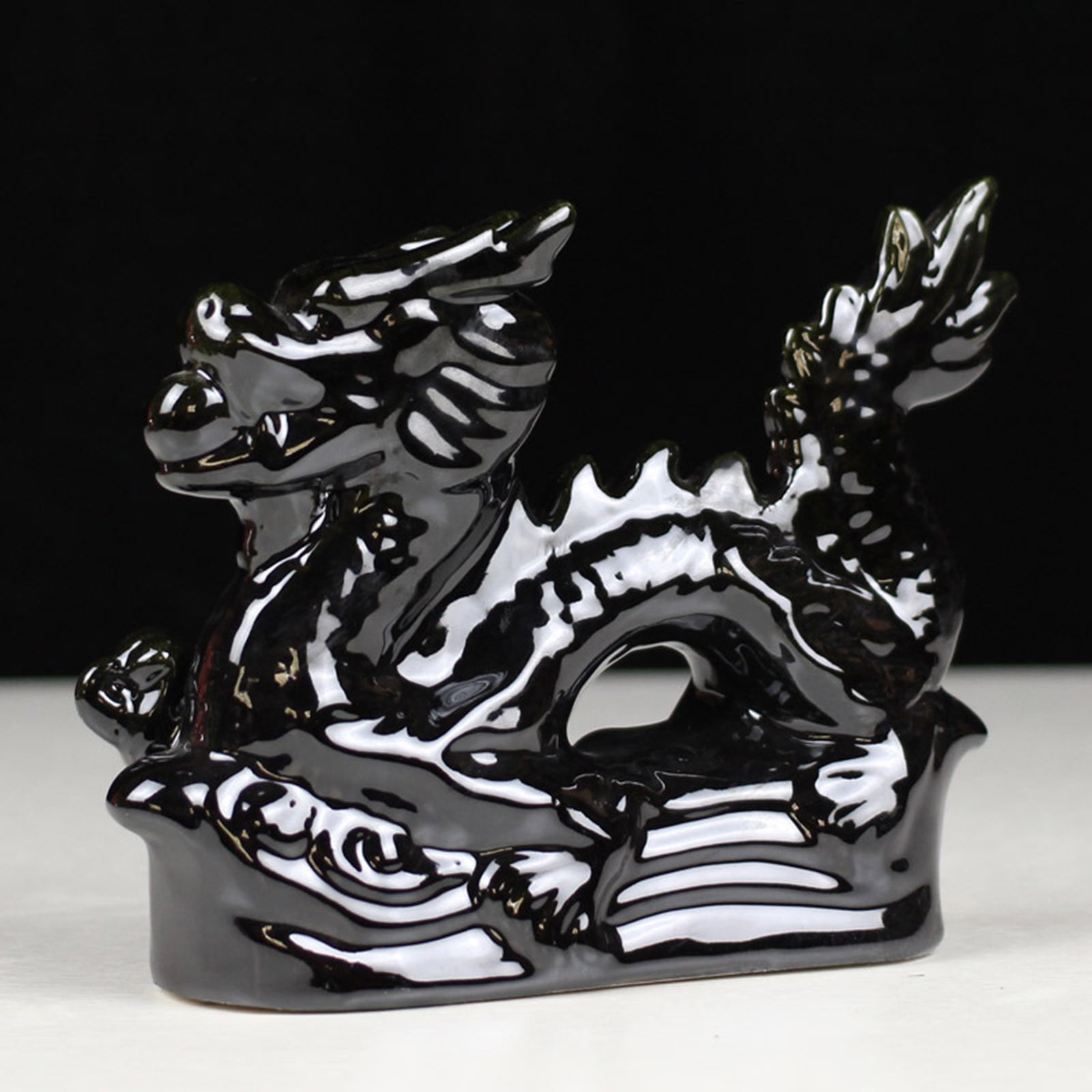 KQJQS Dragon Desktop Ornament Ceramic Dragon Statue Chinese Figurine