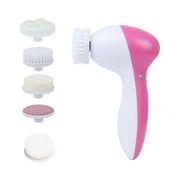 KQJQS Electric Facial Cleansing Brush 5 In 1 Face Skin Spin Brush for Deep Cleansing, Gentle Exfoliating, Blackhead Removing and Massaging, Battery Operated Facial Cleanser Brush
